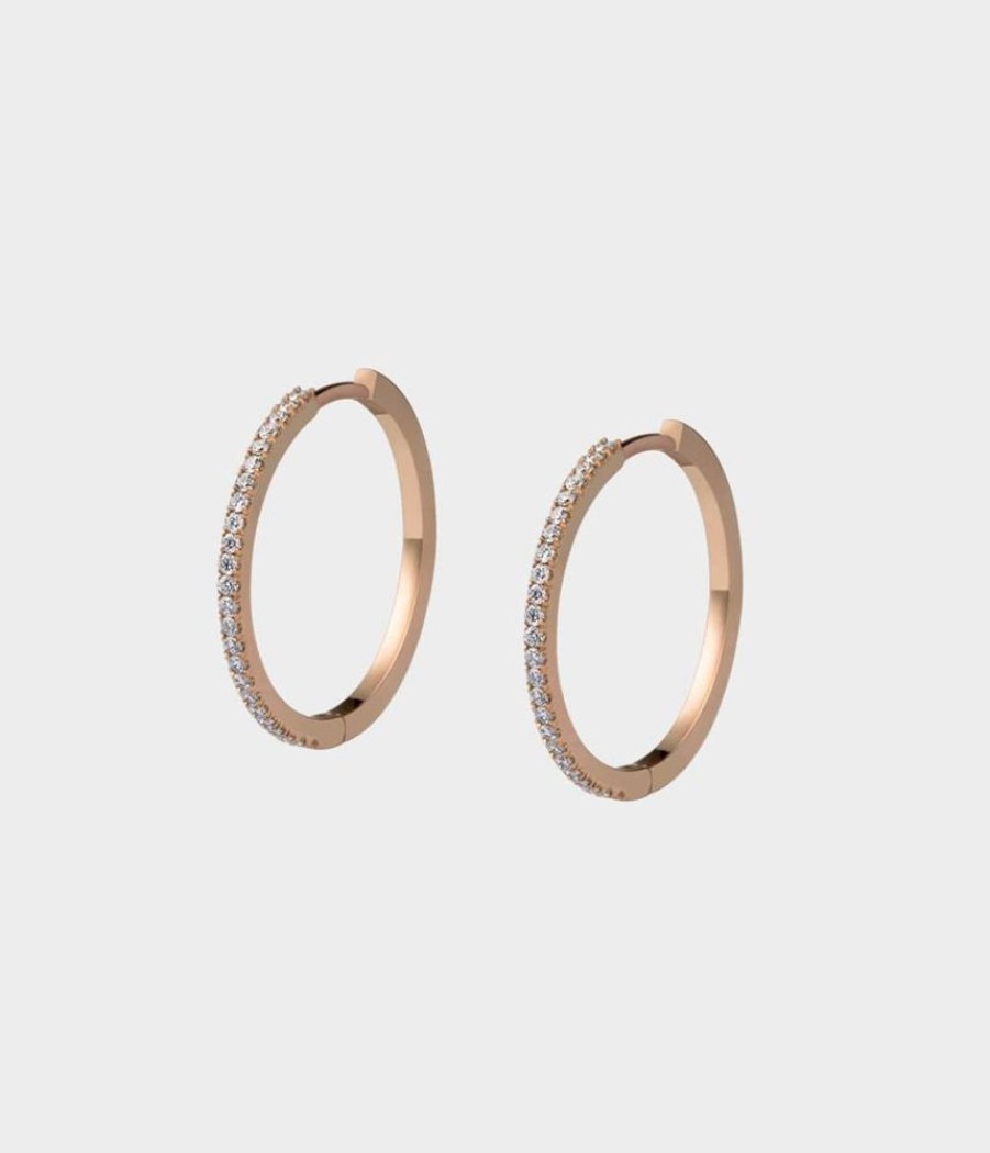 Women Stephen Einhorn | Pave Diamond Hoop Earrings Large