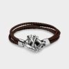 Men Stephen Einhorn | Skull & Crossbones Leather Bracelet