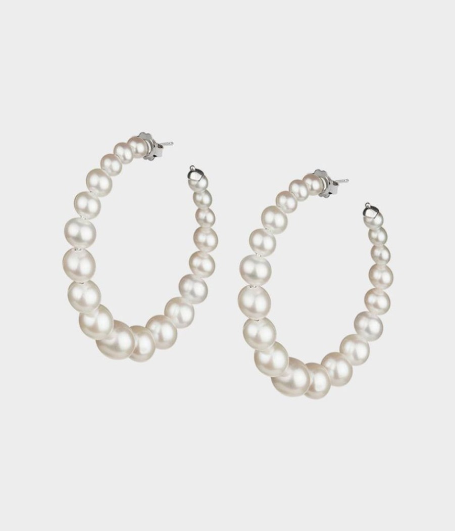 Women Stephen Einhorn | Large Colette Pearl Hoop Earrings