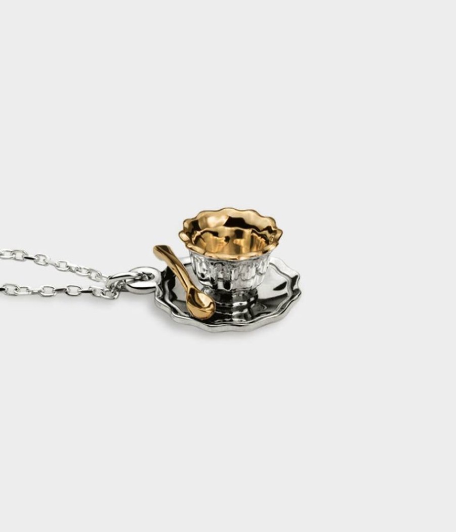 Women Stephen Einhorn | Teacup Necklace In Silver & 9Ct Yellow Gold