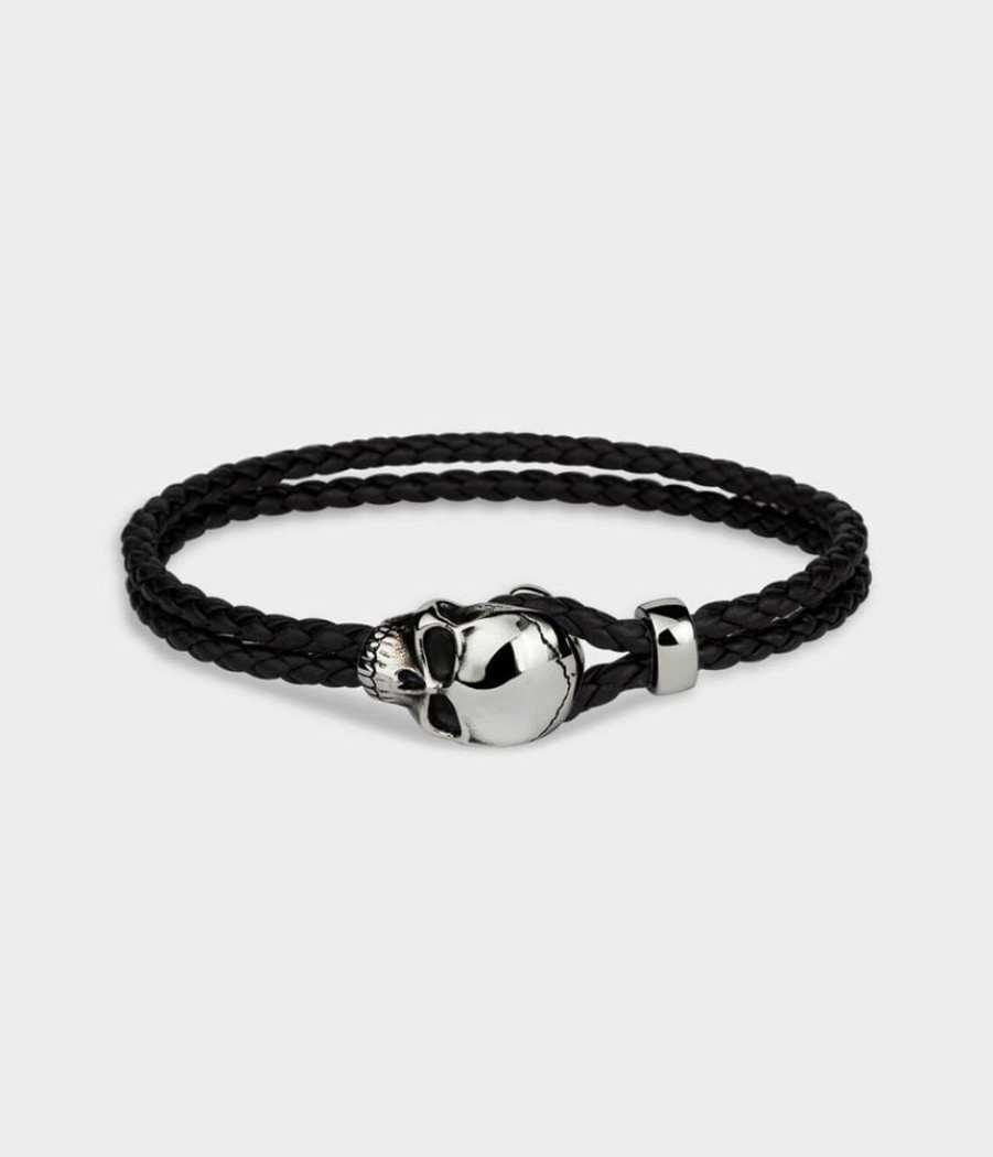 Men Stephen Einhorn | Skull Leather Bracelet