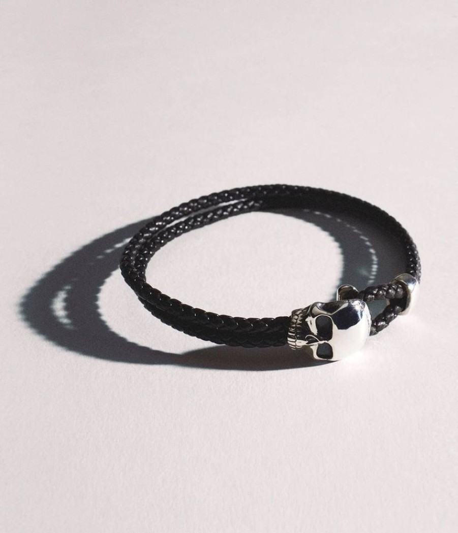 Men Stephen Einhorn | Skull Leather Bracelet