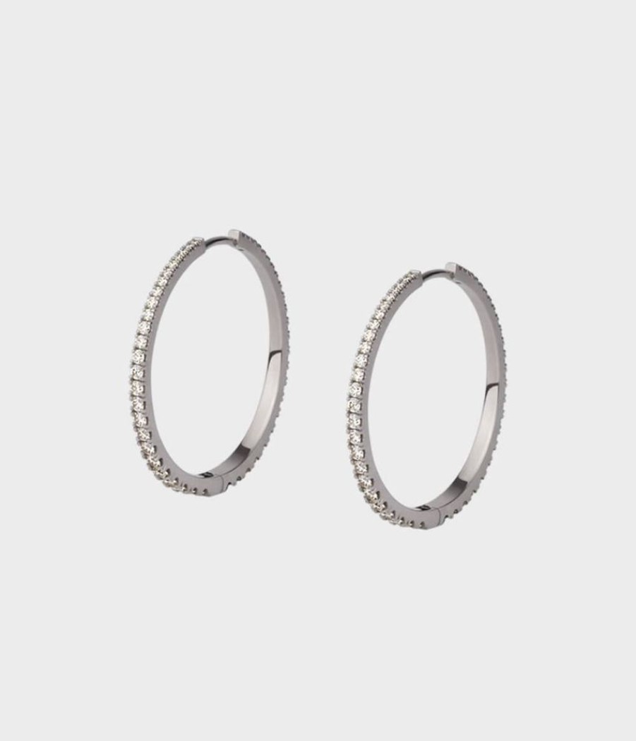 Women Stephen Einhorn | Pave Diamond Tapered Hoops