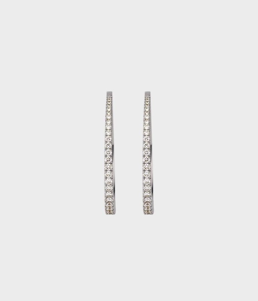 Women Stephen Einhorn | Pave Diamond Tapered Hoops